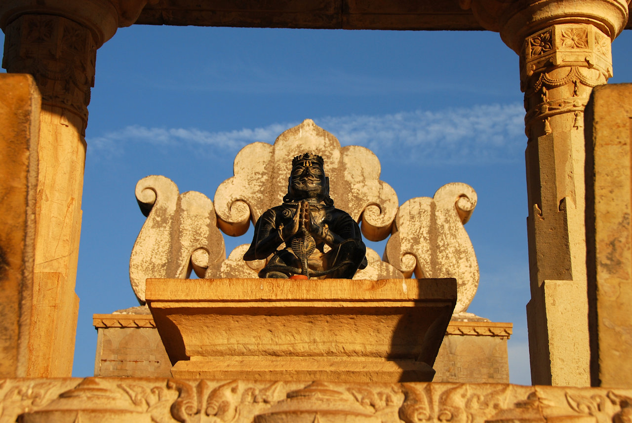 Chittorgarh 21.11.2014: Figure at the entrance to the Meera Temple compound.