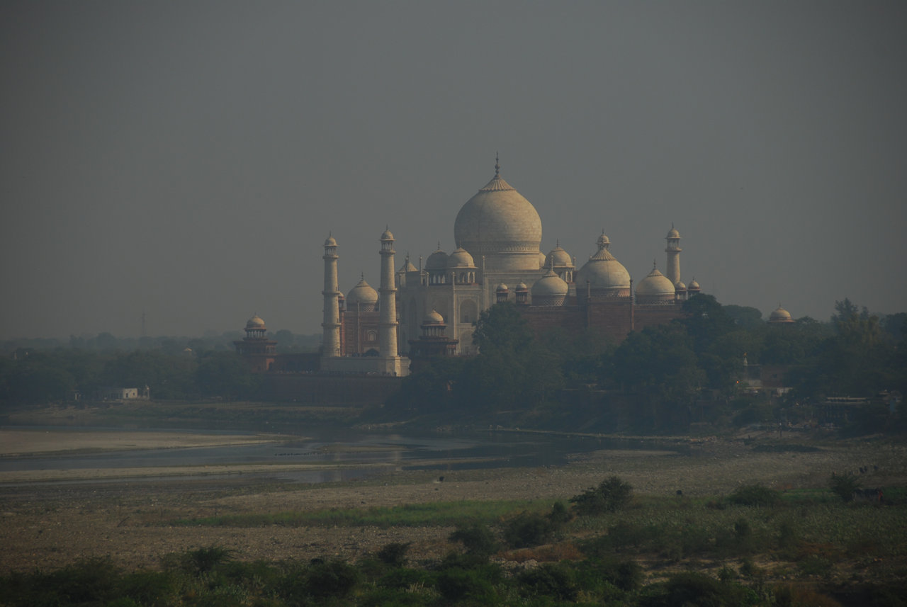 Agra 26.11.2014: View of Taj Mahal from Khas Mahal.