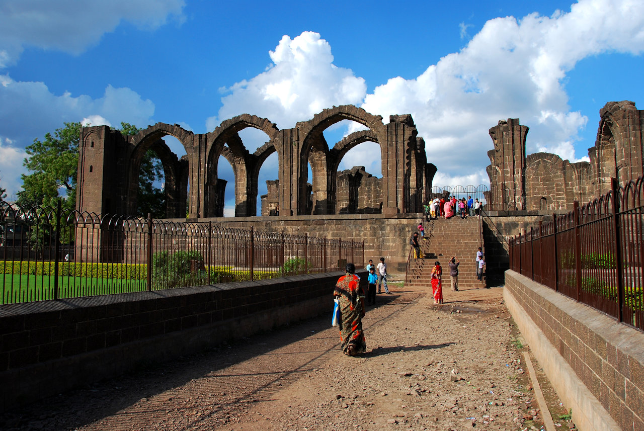 Bijapur, Karnataka 11.11.2010: Citadel - palace gardens and durba hall of the Adil Shahi kings.