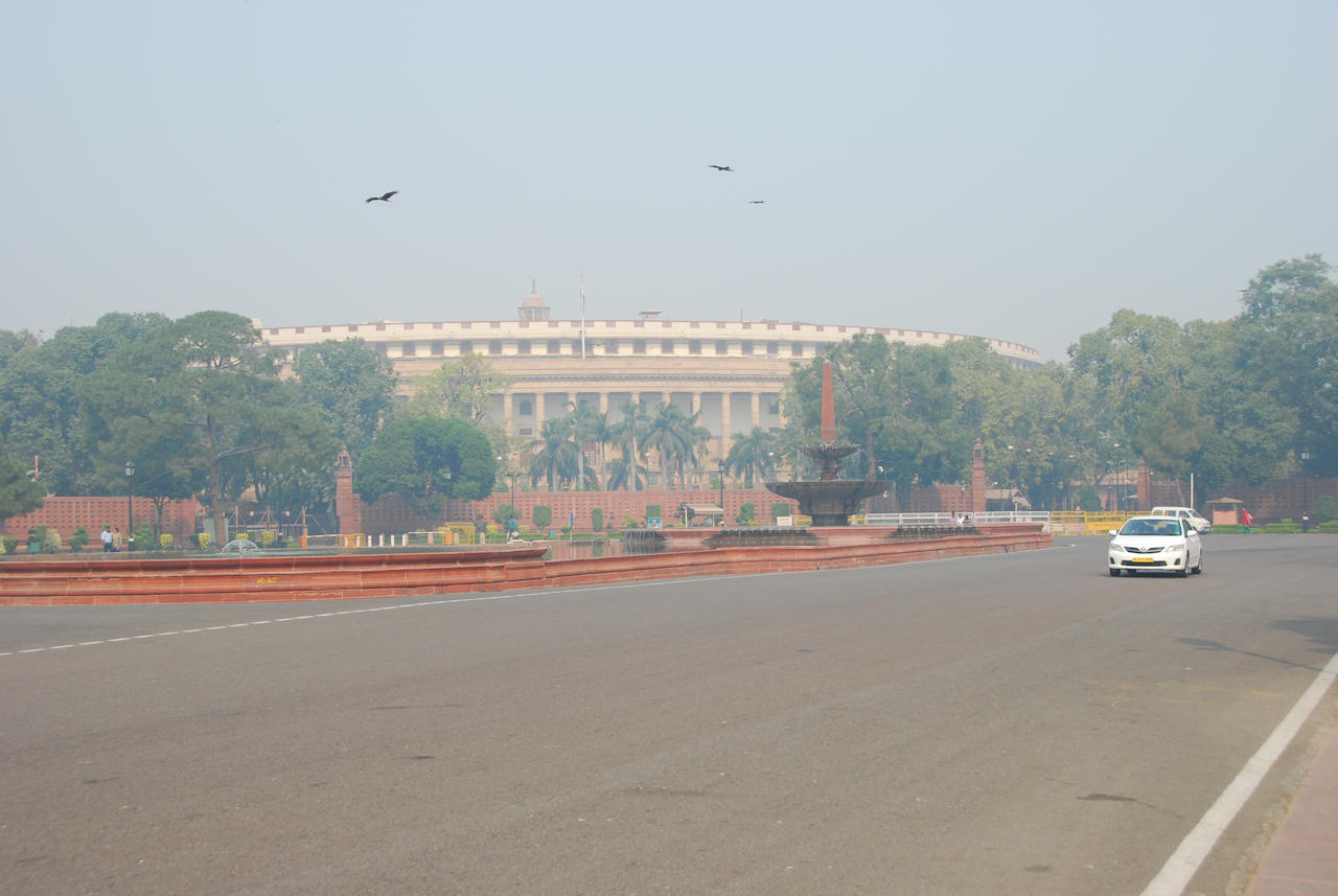 Delhi 07.11.2014: Sansad Bhavan (Parliament House), housing the Lok Sabha (House of the People-lower house) and the Rajya Sabha (upper house).