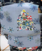 雪の結晶クリスマス　びんがた六通帯　札幌のびんがた工房きものオーダーふじのびんがた工房
