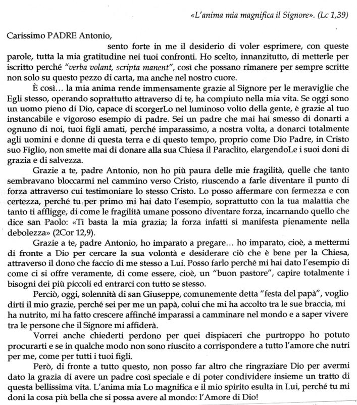 Testimonianze di Seminaristi - Benvenuti su padreantonioserra!
