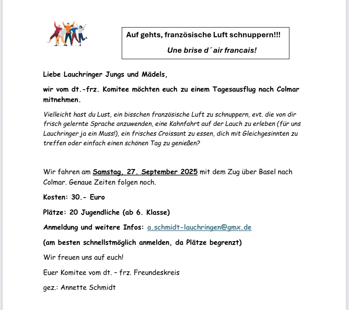 Tagesausflug nach Colmar für Jugendliche