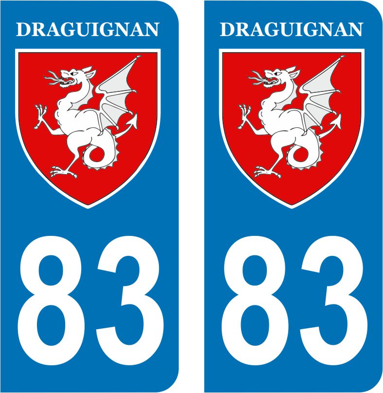 Lot De 2 Stickers De La Ville De Draguignan Stickers Pour Plaques Immatriculation Adhesifs Logos Regions