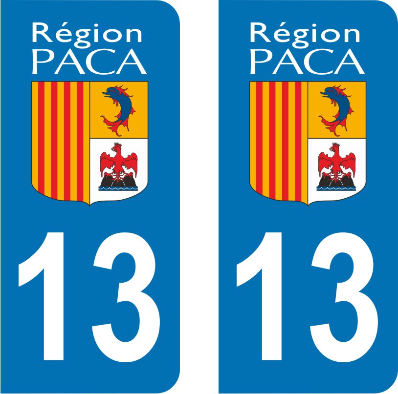 Autocollant Plaque Immatriculation 13 Stickers Plaque Immatriculation 13 Autocollant Plaque Immat' PACA - Bearn, Bleu, Format Arrondi (lot De 2) Autocollant Departement Plaque