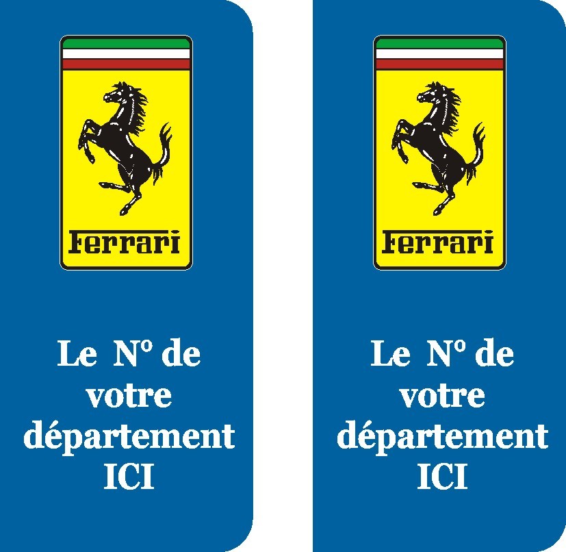 Ferrari - stickers pour plaques immatriculation, adhésifs logos