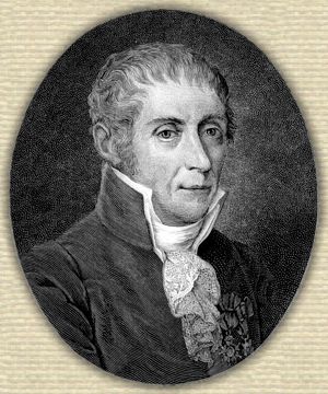 Alessandro Volta in un' incisione del 1882.