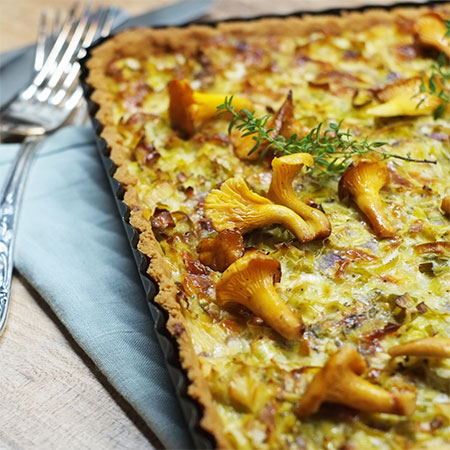 Lauch Quiche mit gebratenen Pfifferlingen