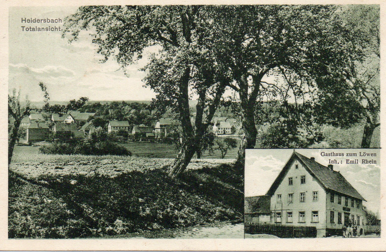 Heidersbach v.1929(ohne Kirche) Gasthaus z. Löwen-Emil Rhein