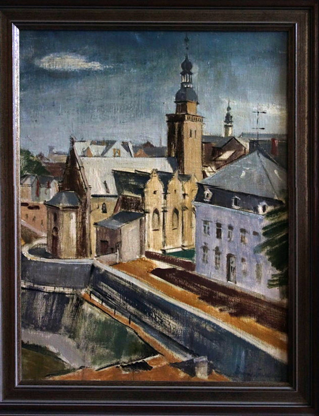 Emil Flecken, Ansicht der Clemens-Kirche um 1929, Öl auf Leinwand