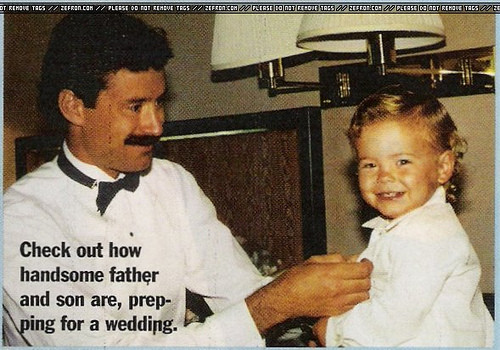 Zac and his father David dressig up for a wedding.