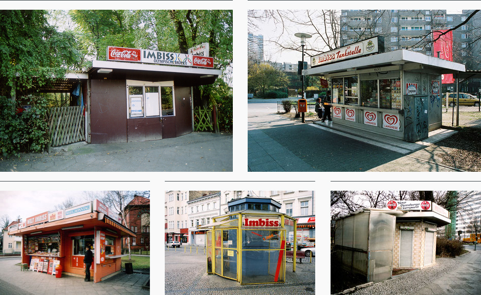 Imbiss Olympische Brücke Berlin Westend, Imbiss zur Tankstelle, Berlin Lichterfelde Karwendelstrasse, Imbiss Berlin Rixdorf Karl-Marx-Platz, Imbiss König Berlin Wilmersdorf Kostanzer Strasse