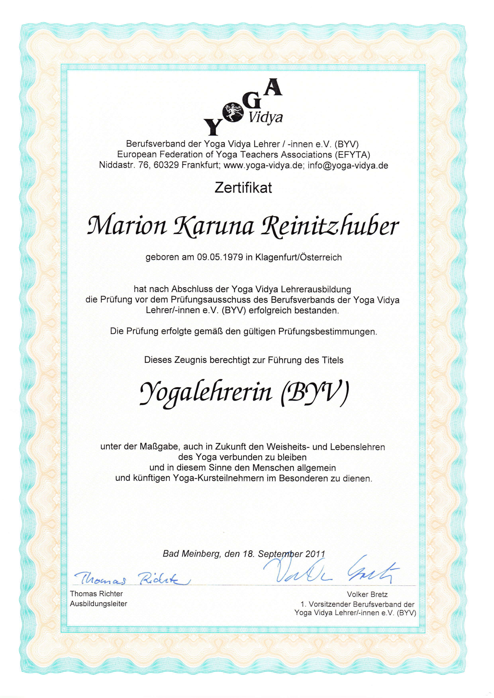 Zeugnis Yogalehrer Medizin Und Yoga