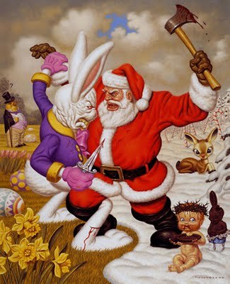 LOWBROW ART o SURREALISMO POP. Opera di Todd Schorr: Santa Bunny