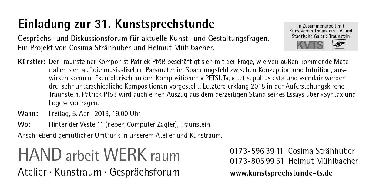 Empfehlung des Kunstvereins: Kunstsprechstunde
