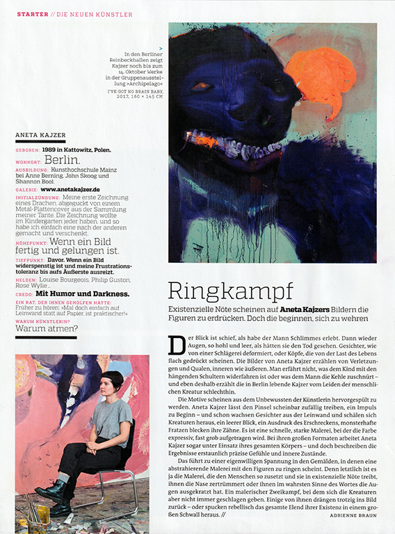 art - Das Kunstmagazin, 10/2018, STARTER: Aneta Kajzer