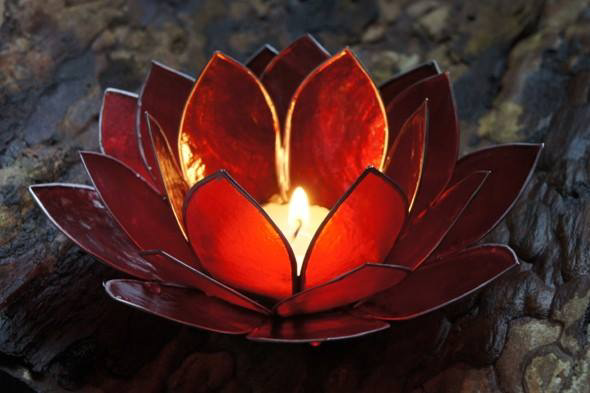 Waxinelichtje lotus van capizschelp