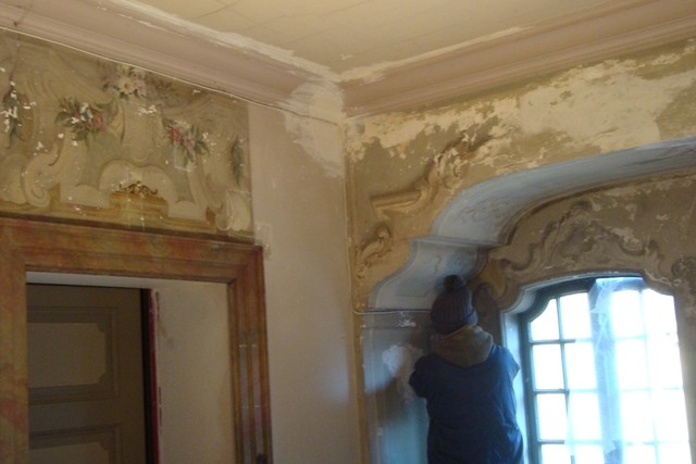 Restauro scalone in stile rococò, prima