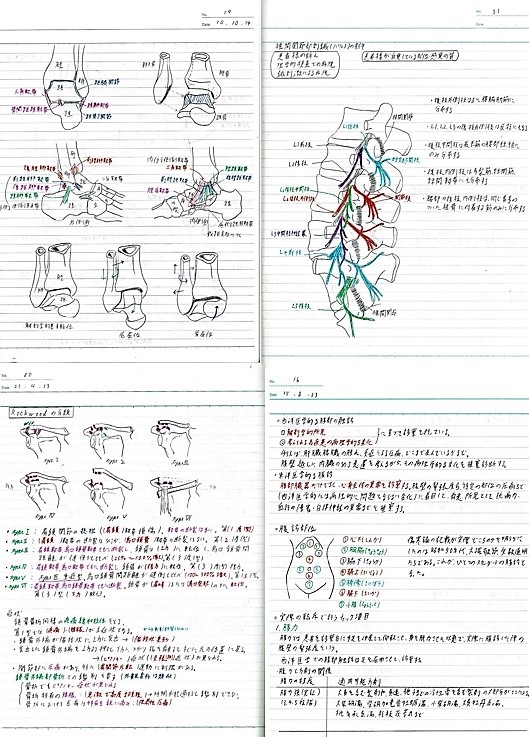 あじさい鍼灸マッサージ治療院　院長の専門学校生時代のノート