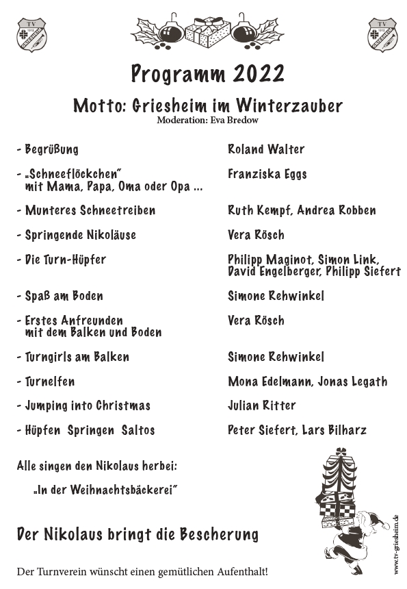 Am 11.Dezember kommt der Nikolaus zum Turnverein