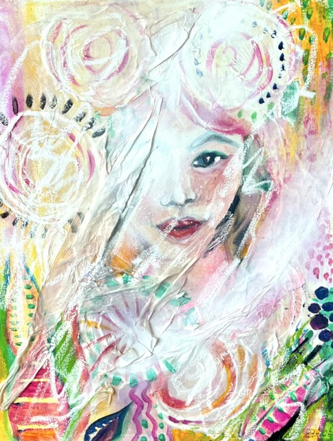 Mysterious Girl  2 | 50 x 50 cm | Mischtechnik auf Leinwand | 2025
