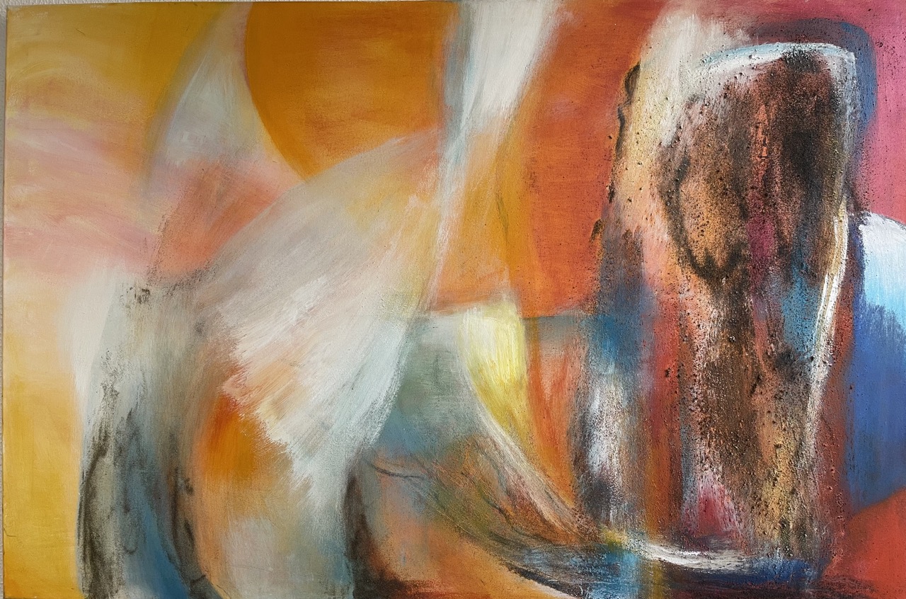 Aus der Tiefe ins Licht| 150 x 100 cm | Mischtechnik mit Erde und Sand | 2022