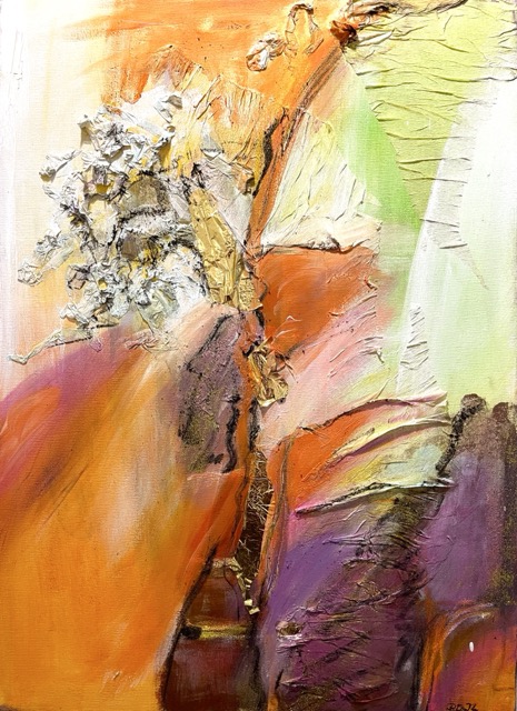 Der goldene Pfad | 50 x 70 cm | Mischtechnik auf Leinwand | 2024