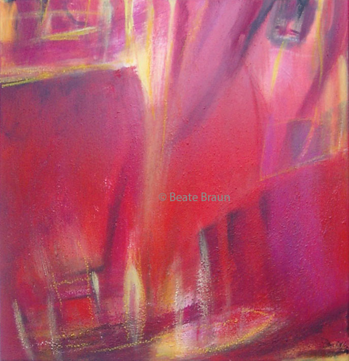 Malimba Rot | 50 x 50 cm | Erdpigmente/Eitempera auf Leinwand | 2001