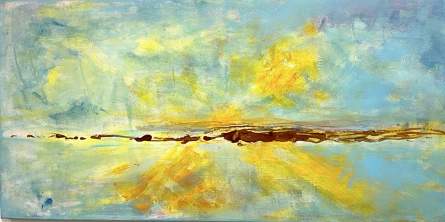 Isländischer Morgen | 100 x 50 cm | Eitempera mit Rost auf Leinwand | 2020