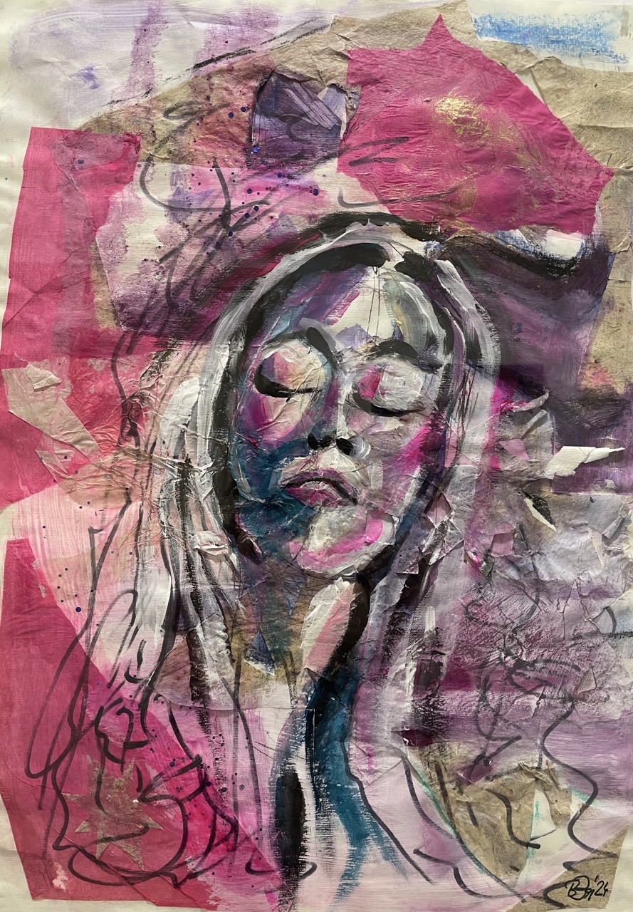 Zwischen den Welten | 50 x 70 cm | Mischtechnik auf Papier | 2024