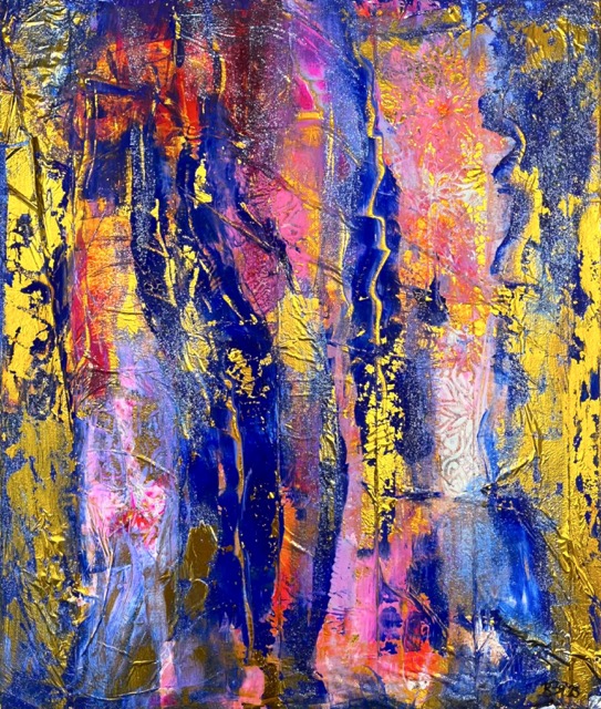 Gold Violetter Traum | 60 x 80 cm | Mischtechnik auf Leinwand | 2020