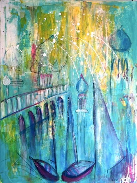 Stadt des Lichts | 90 x 120 cm | Acryl auf Leinwand | 2023