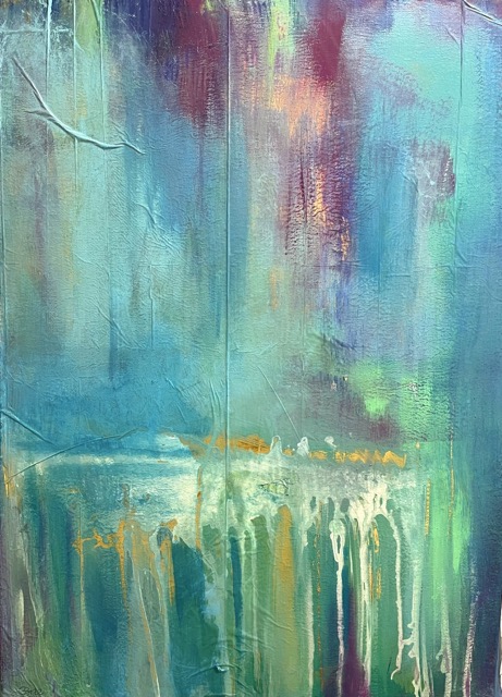 Gold in Türkis  | 50 x 70 cm | Mischtechnik auf Leinwand | 2022