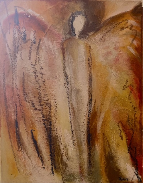 Engel in Beige | 30 x 40 cm | Mischtechnik auf Leinwand | 2023