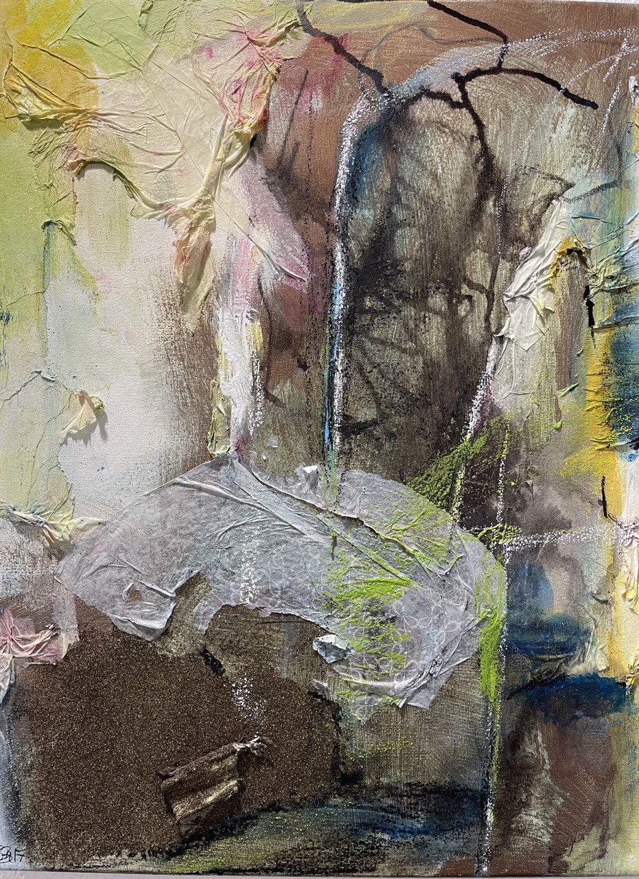 Rost im Grün | 30 x 50 cm | Mischtechnik mit Sand auf Leinwand  | 2017