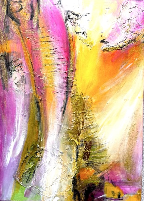 Rosengold | 50 x 70 cm | Mischtechnik auf Leinwand | 2024