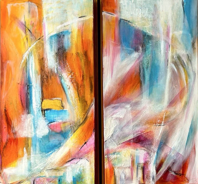 Tanz der Farben | Diptychon jeweils 60 x 100 cm | Mischtechnik auf Leinwand | 2020