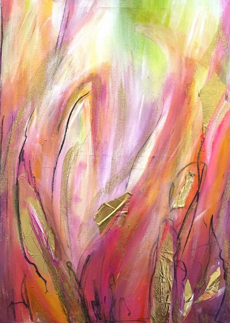 Herzflamme | 50 x 70 cm | Mischtechnik auf Leinwand | 2024
