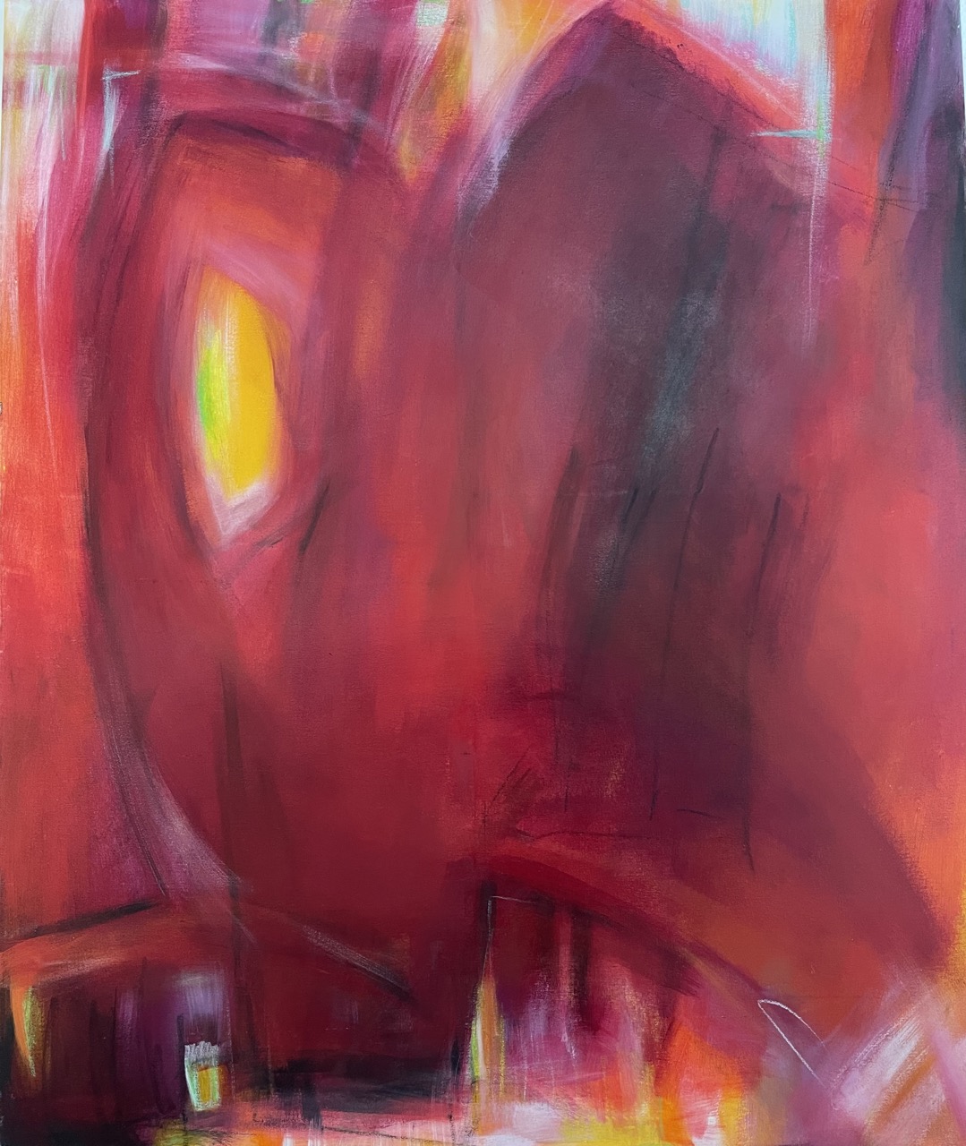 Geheimnis im Rot | 100 x 120 cm | Eitempera auf Leinwand | 2010