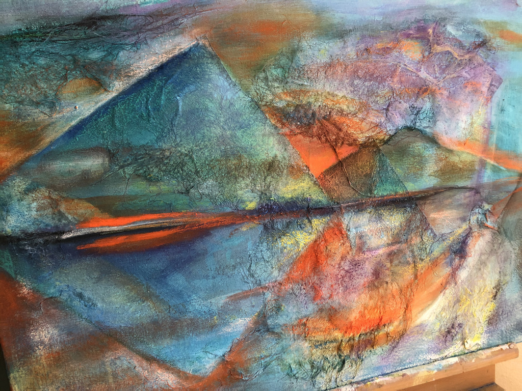 blauer Vulkan | 70 x 50 cm | Mischtechnik auf Leinwand | 2021