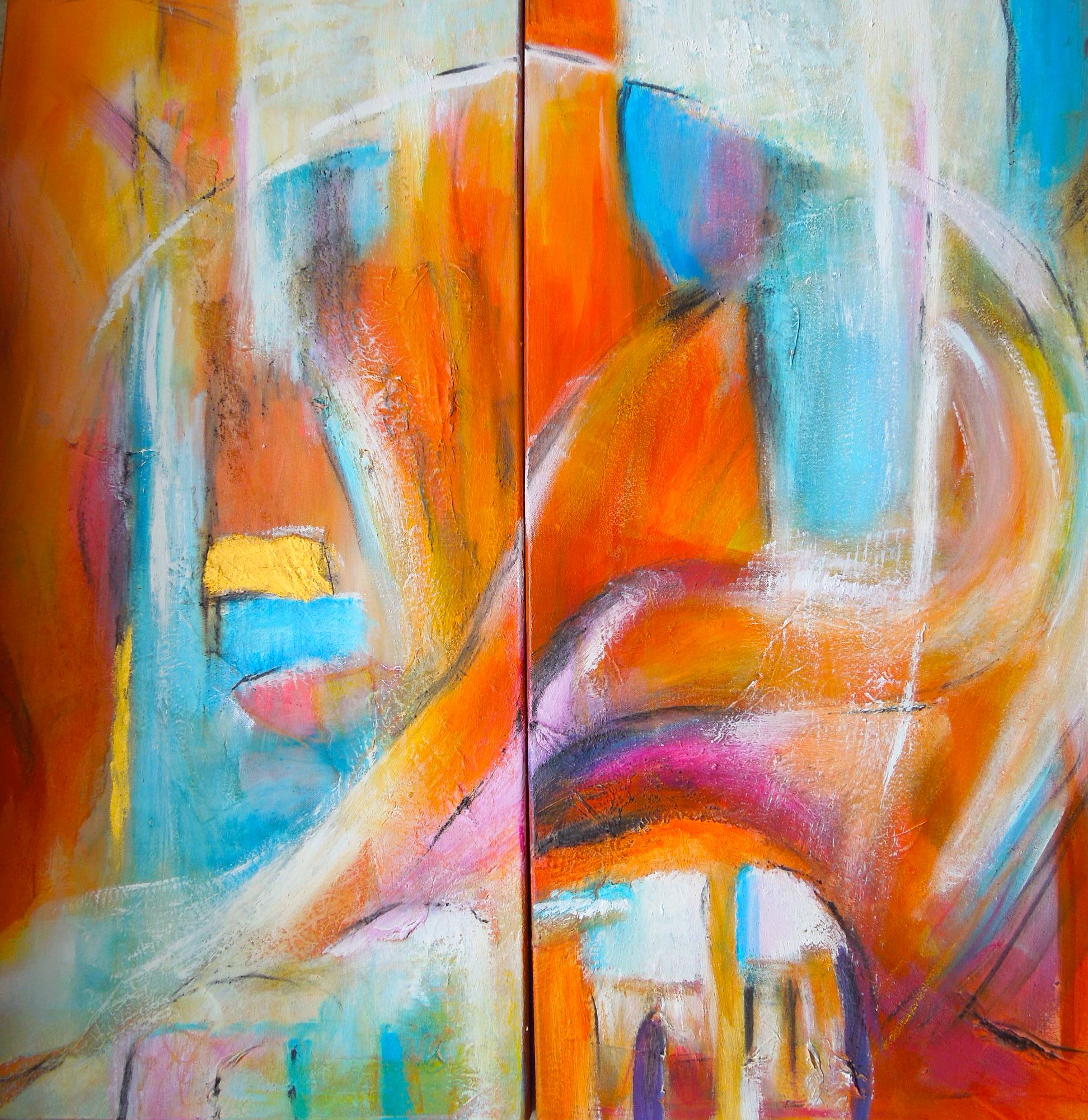 Fantasie der Elemente | Diptychon je 50 x 100 cm | Eitempera auf Leinwand | 2012