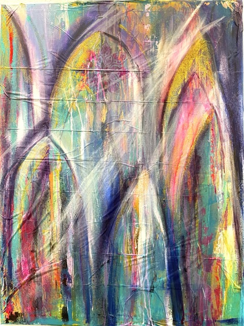Cathedral III | 60 x 80 cm | Mischtechnik mit Goldglanz auf Leinwand | 2024