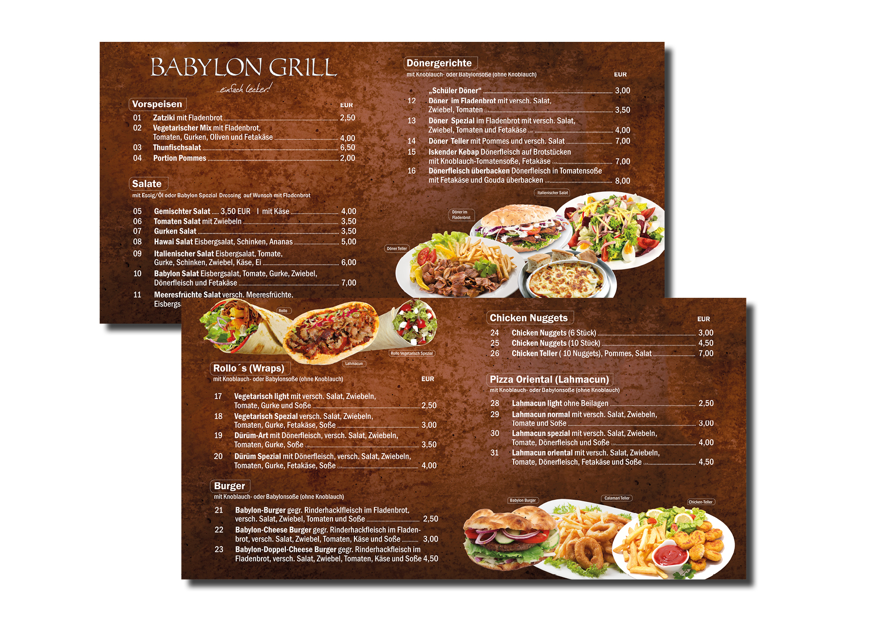 SPEISEKARTE UND LIGHTBOXEN BABYLON GRILL