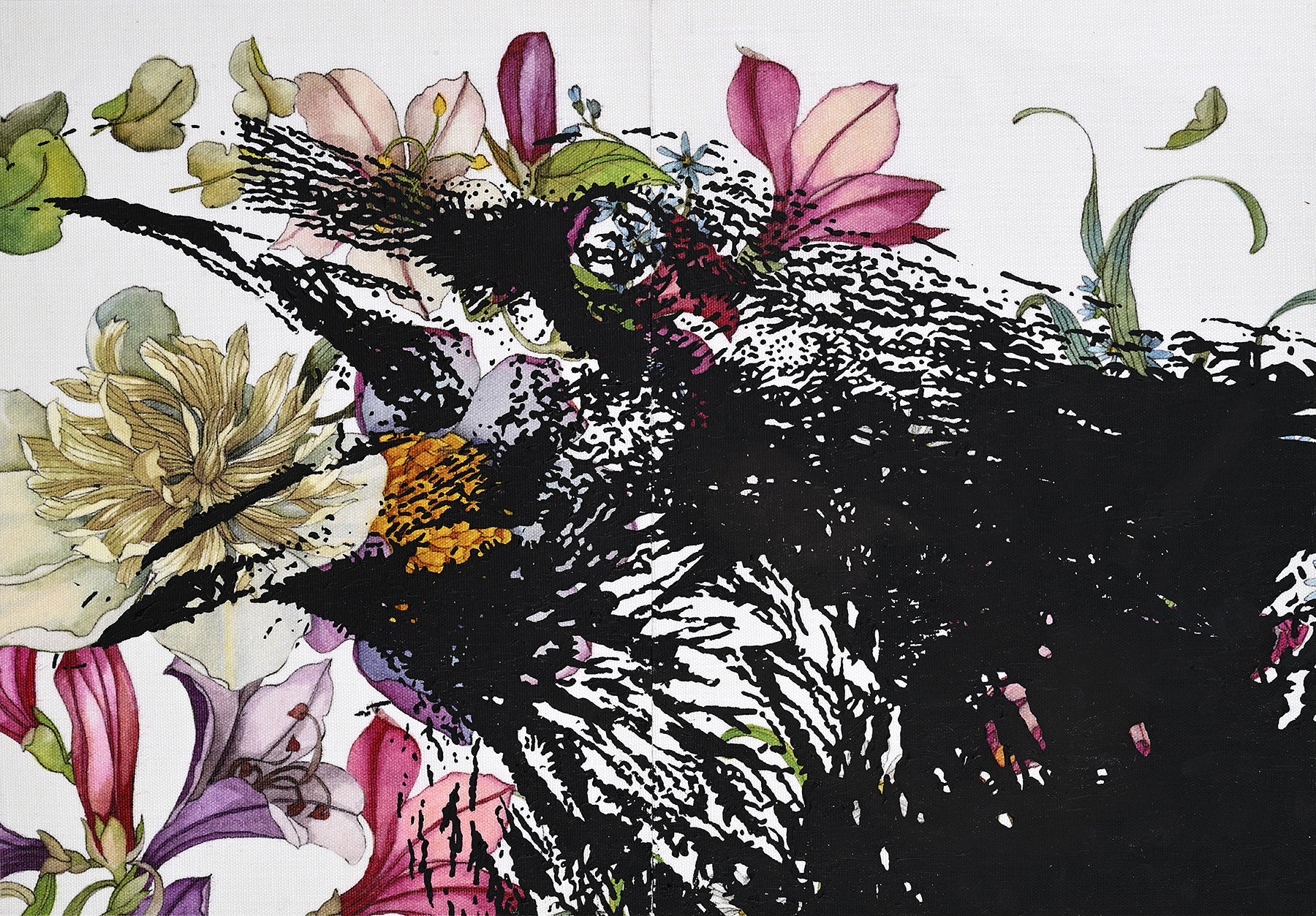 Cranky Crow / 2021 / Acrylic on Waxed canvas (アクリル絵具、ワックスドキャンバス) / 31 x 44.5 cm
