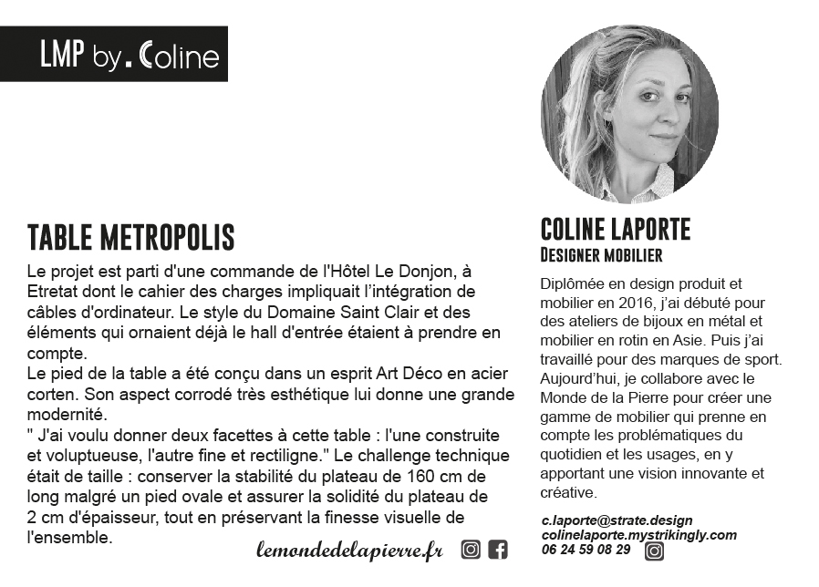 Coline Laporte - designer mobilier - table Metropolis