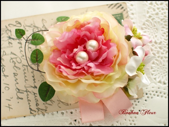 じゃすみん様ご検討用＊ピンクオレンジの花冠＊リボンイメージ じゃすみん様ご検討用＊ピンクオレンジの花冠＊リボンイメージ
