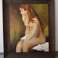 Frau & Haut. Beschäftigung, mit dem Künstler Renoir Auguste. 82 x 67 cm. öl auf Karton. Auf Holz aufgezogen. 