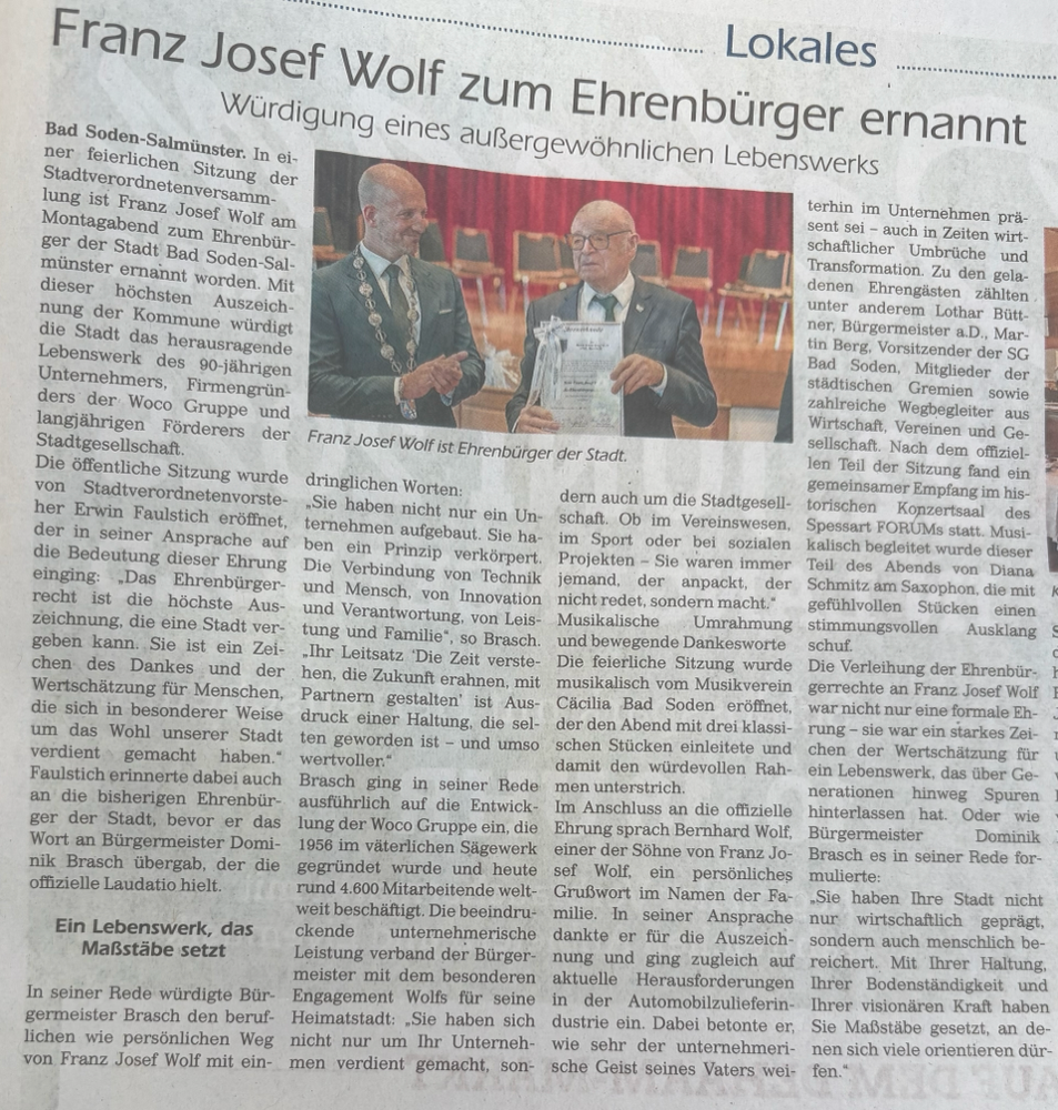 Ehrung Franz Josef Wolf