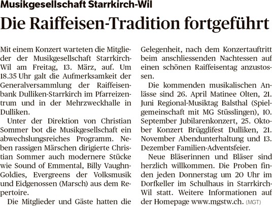 Oltner Tagblatt 20.3.2015