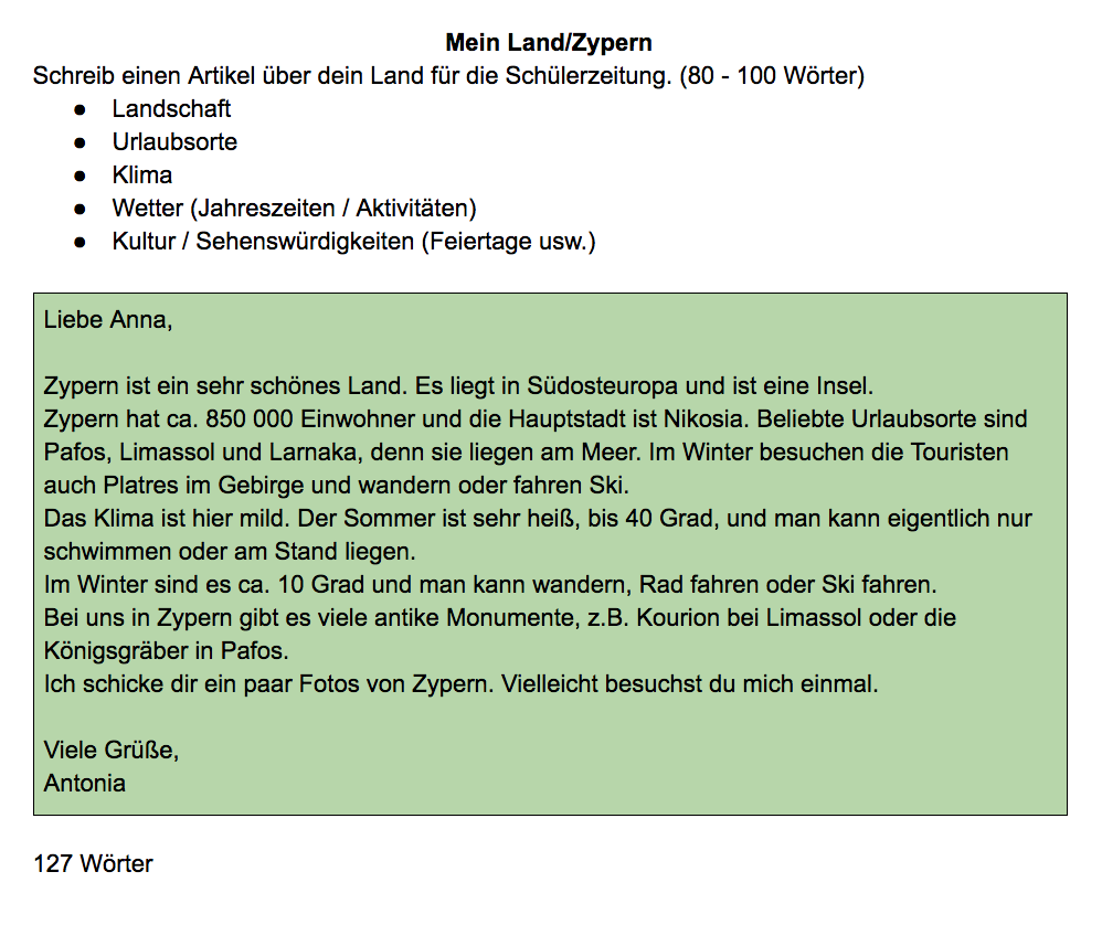 Daf Textproduktion A1 A2 Onlinegerman